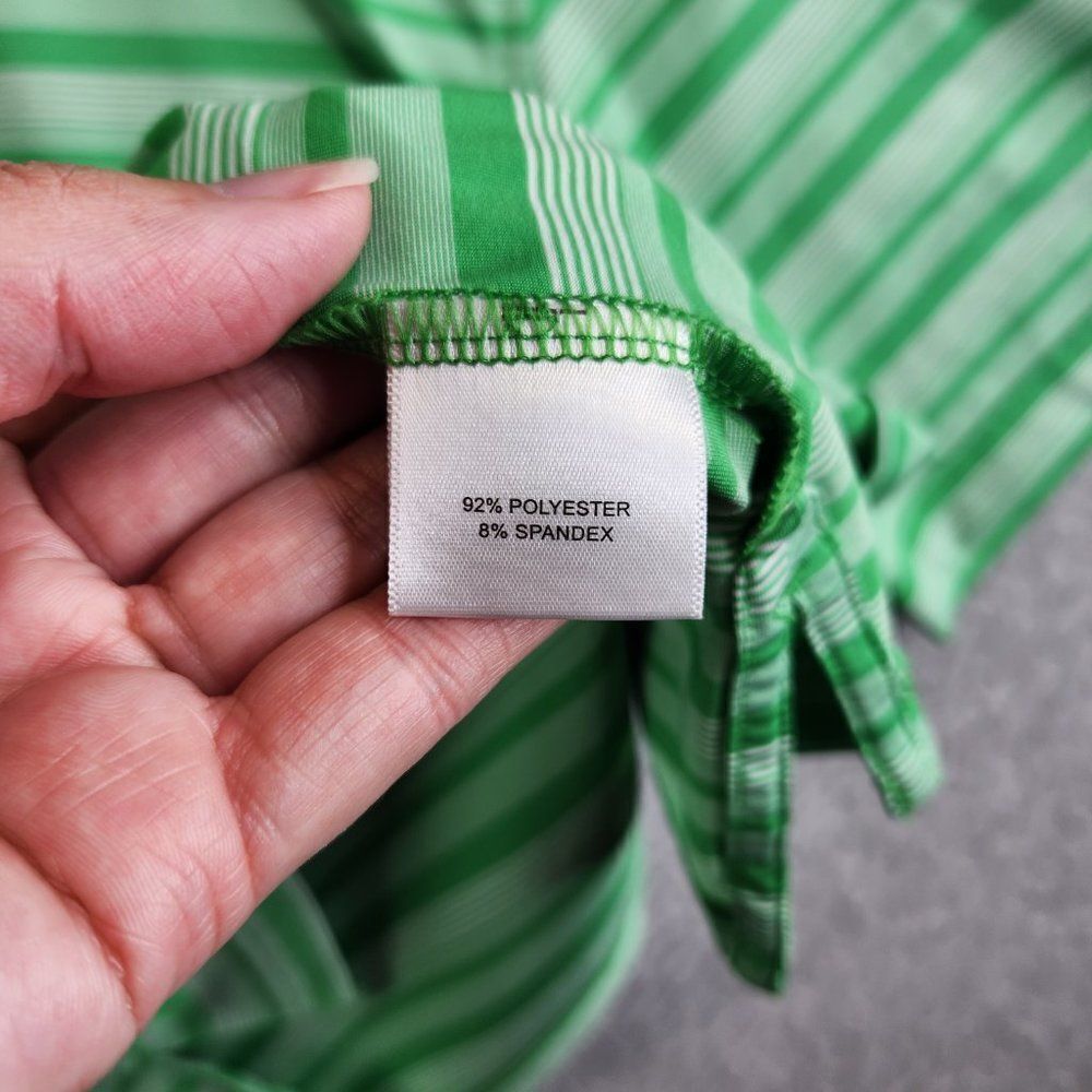 Peter Millar Summer Comfort Polo Shirt Mens Medium Green Striped Stretchy - Picture 9 of 15